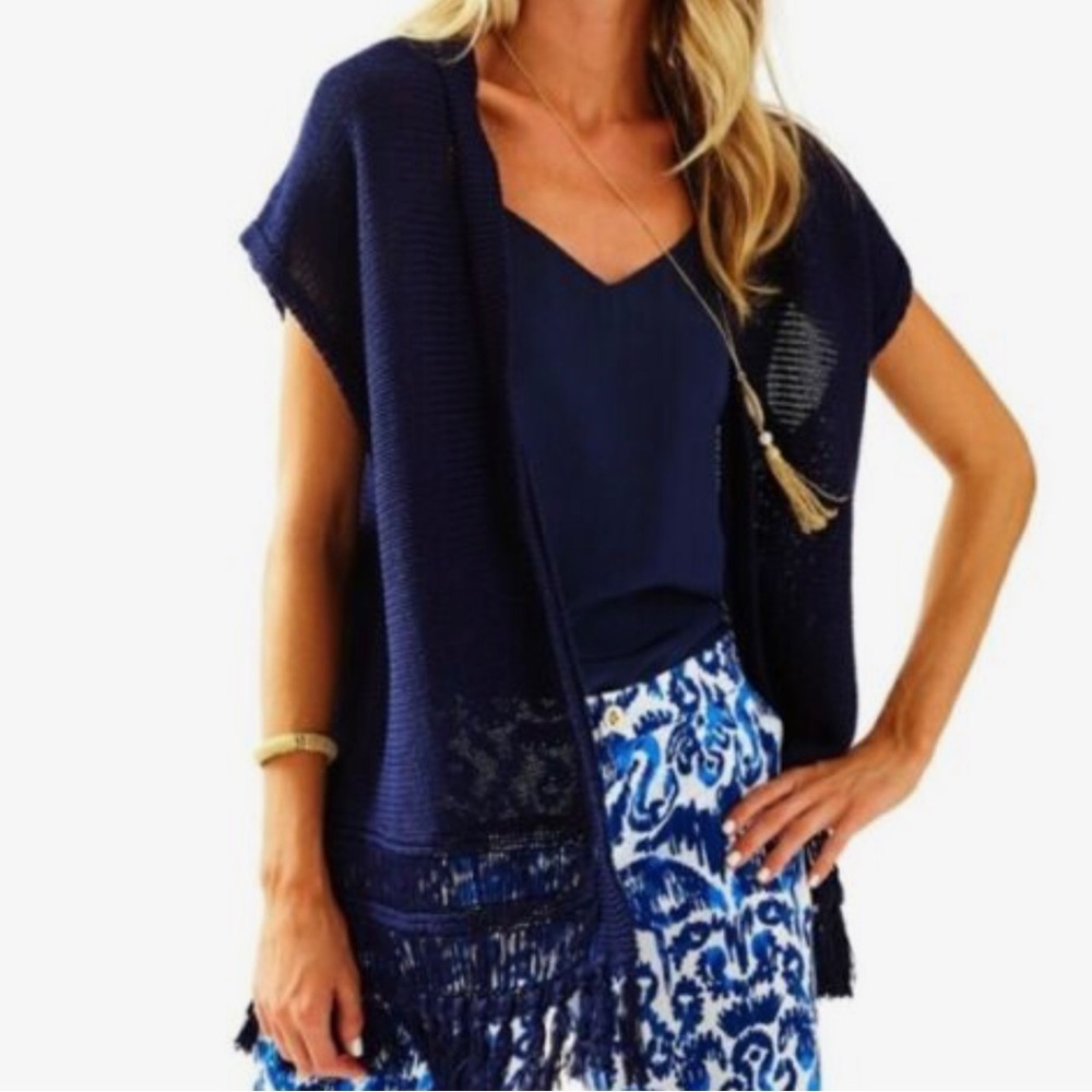 Lilly Pulitzer Navy Blue Bedford Cardigan Size L/XL